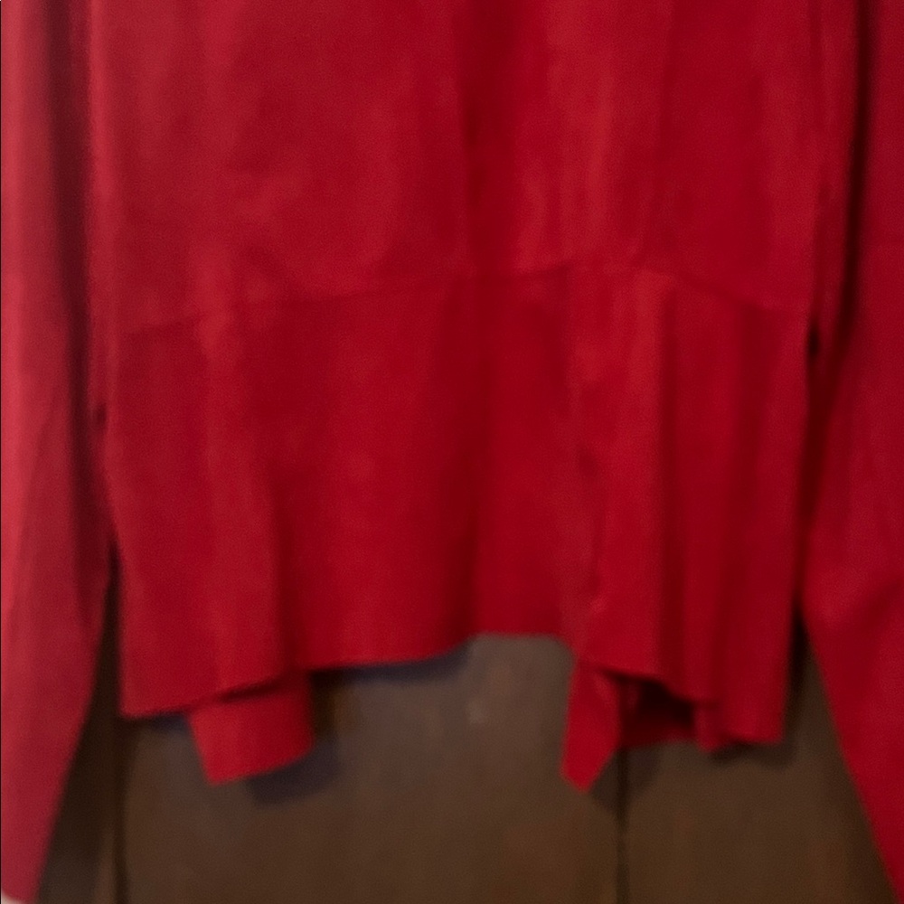 bagatelle Red Draped Open-Front Suede Blazer Large - Picture 12 of 12